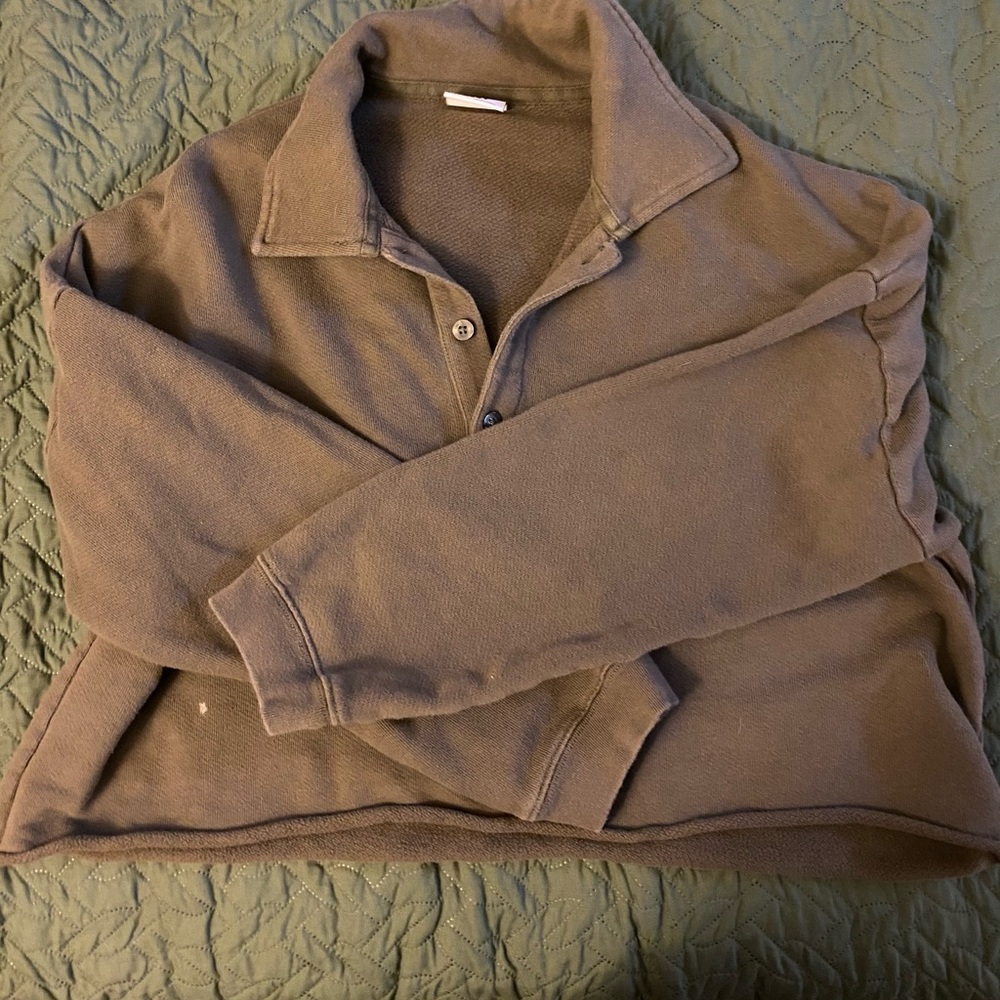Aritzia Sunday Best Brown Crop Collar Sweatshirt